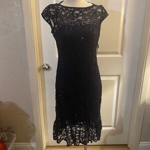 NWT Blu Sage Lace Special occasion Dress Sz 8 Dk Blue